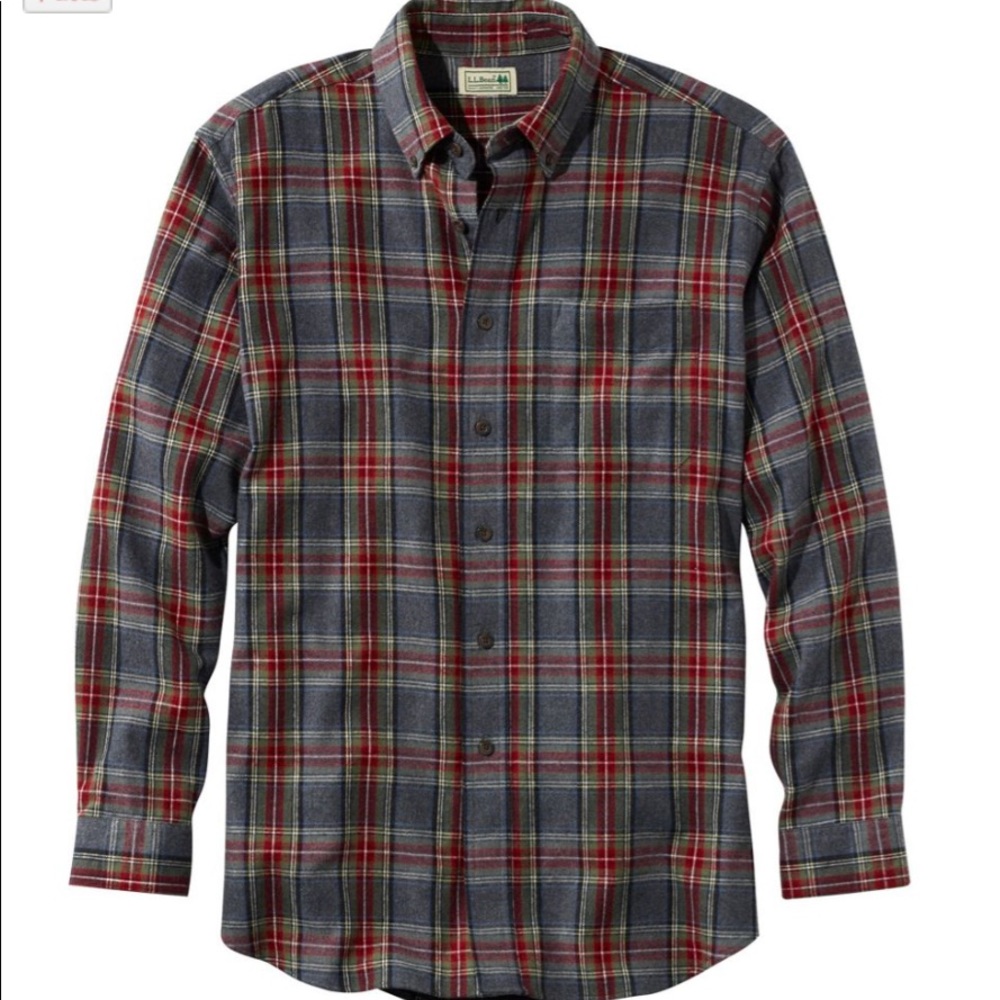 LL Bean Scotch Plaid L-Tall slightly fitted flannel shirt